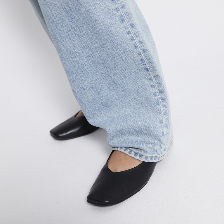 Mid waist wide jeans "Looser" Washed out indigo